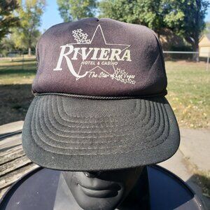 Vintage 80s 90s Riviera Hotel Casino Las‎ Vegas Black Snapback Trucker Hat NV